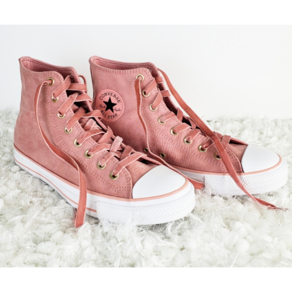 New converse high tops Leather velvet lace sneaker - Picture 1 of 8